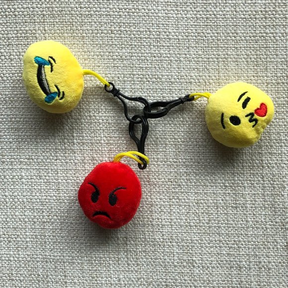 Mini Plush Emoji Key Chain Ornament Bundle of 3 - Picture 2 of 5